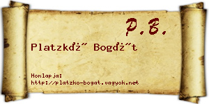 Platzkó Bogát névjegykártya